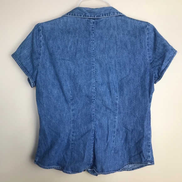 Y2K ALC Denim Short Sleeve Button Down Top - Picture 3 of 4